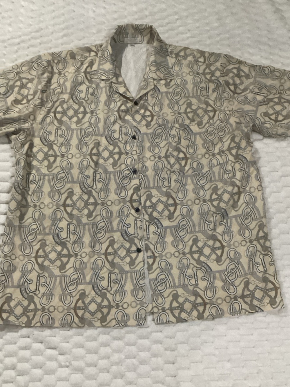 Casual Beige Patterned Button-Down Shirt size 4X